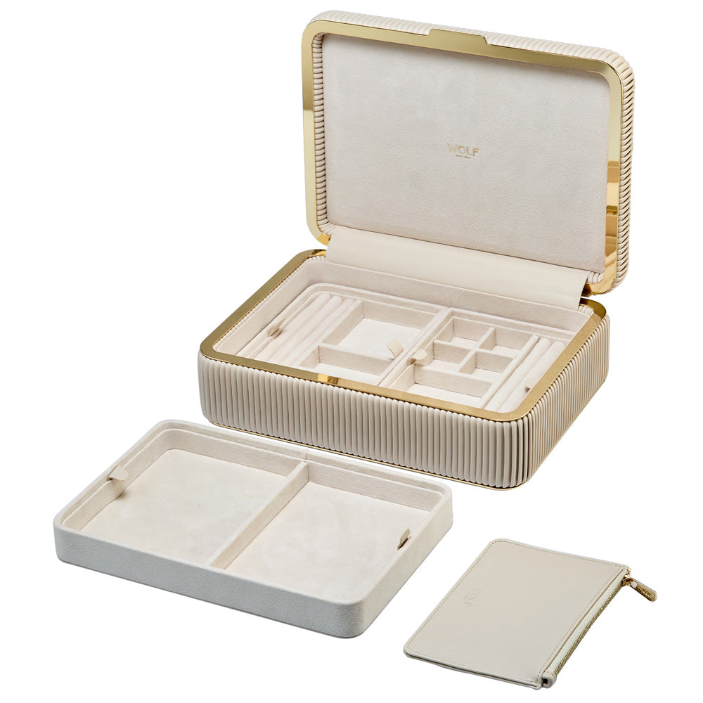 Wolf Bella Luxury Jewellery Box in Bone for sale at Lulu and Boo Jewellery.