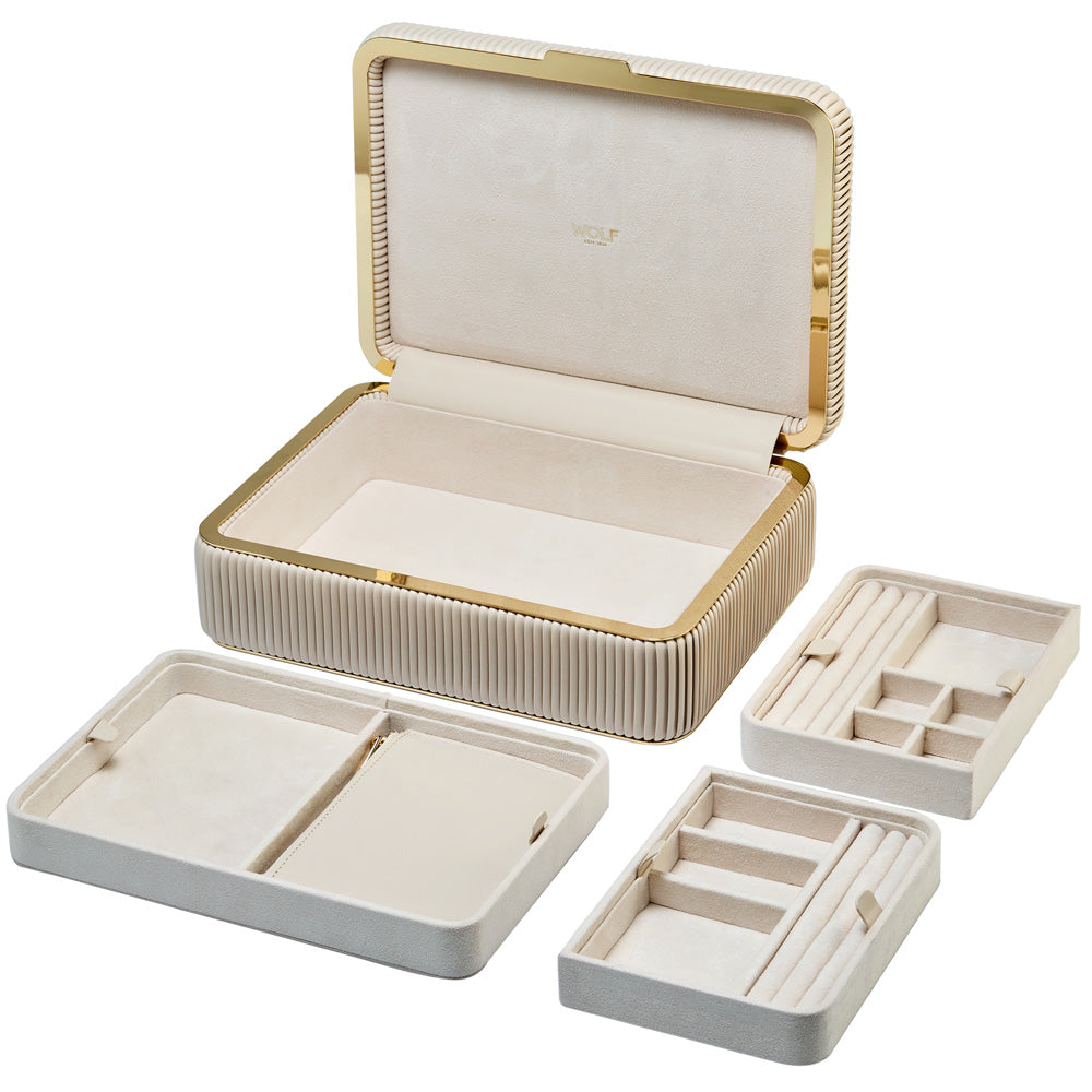 Wolf Bella Luxury Jewellery Box in Bone for sale at Lulu and Boo Jewellery.