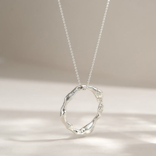 Large Silver Molten Halo Necklace