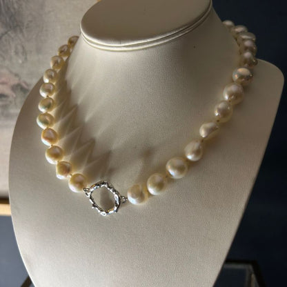 Molten Halo Sterling Silver and Pearl Choker Necklace