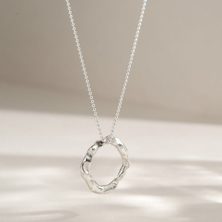 Medium Silver Molten Halo Necklace