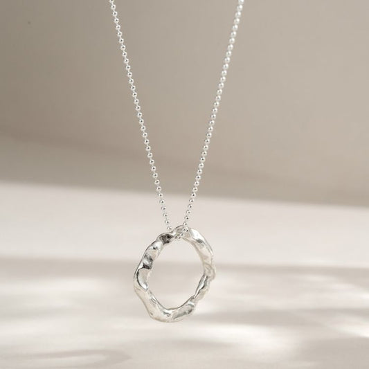Medium Silver Molten Halo Necklace