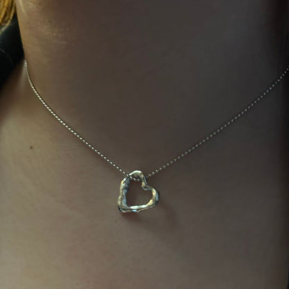 Silver Molten Heart Necklace - small