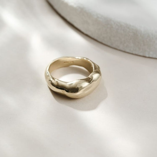 9ct Gold chunky Molten ring