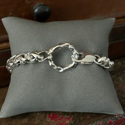 Woven chunky vintage chain bracelet with signature Lulu and Boo medium Halo charm - Medium