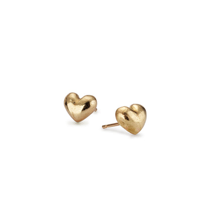 Chunky Puffy Heart 9ct Gold Stud Earrings
