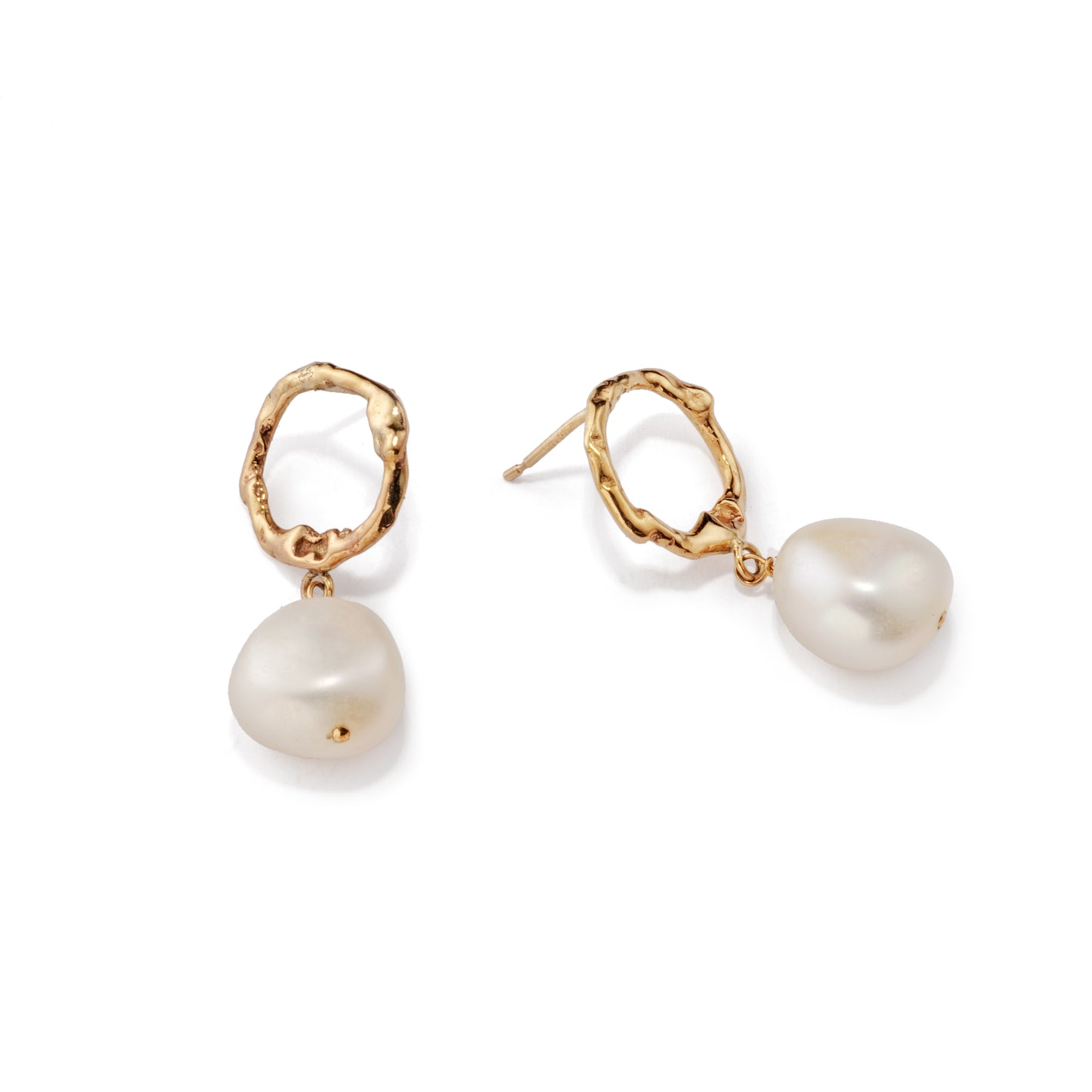 Molten Halo 9ct Gold Pearl Drop Earrings