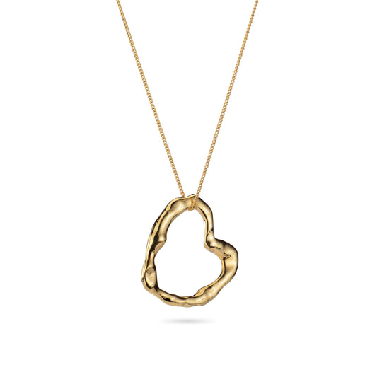 Molten 9ct Gold Heart Necklace - Large