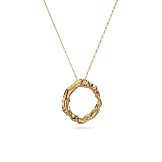 9ct Gold Molten Halo Necklace - Medium
