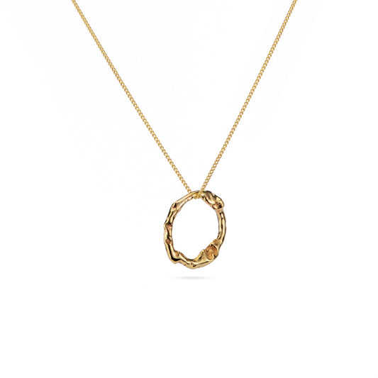 9ct Gold Molten Halo Necklace - Small