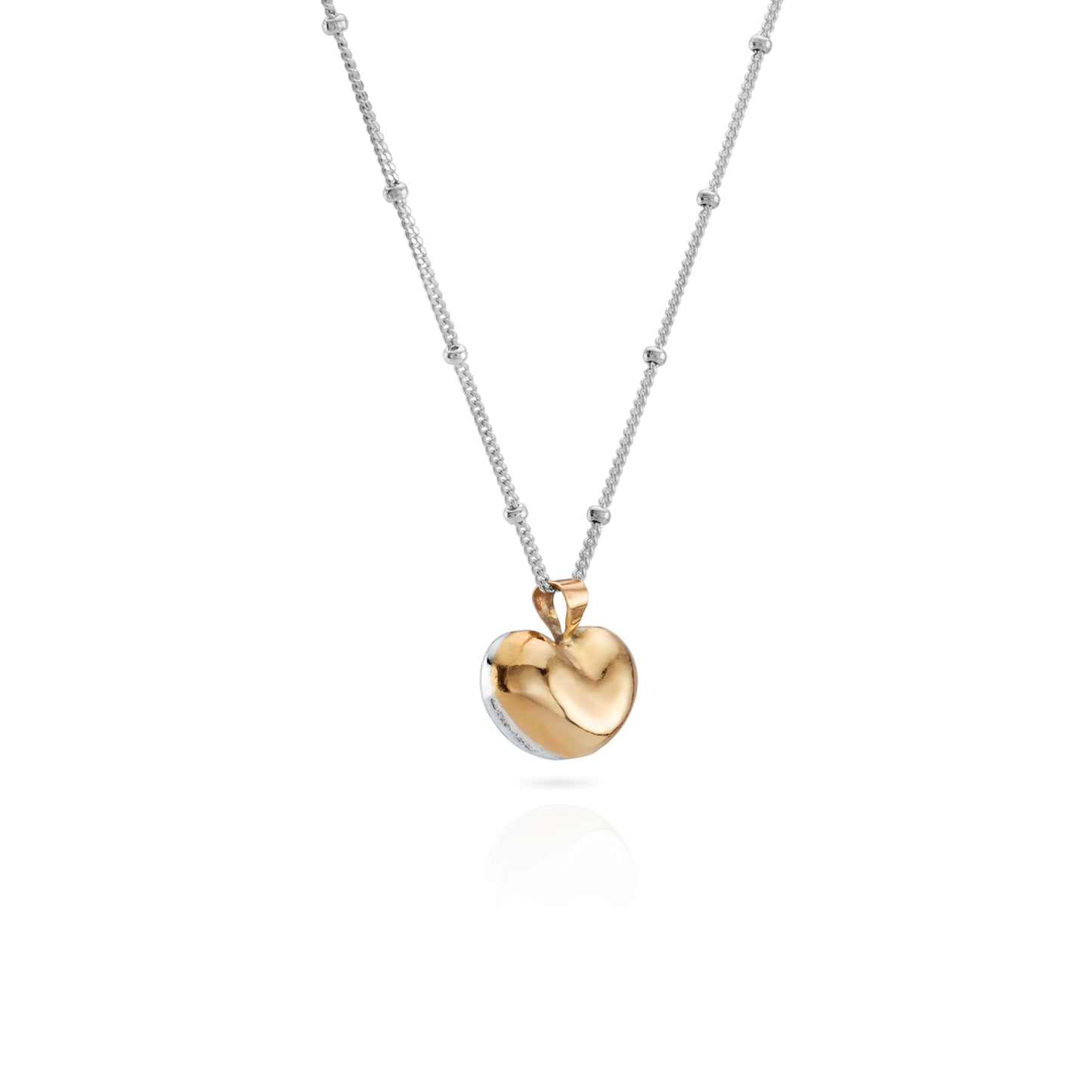 You and Me Puffy Heart Mixed Metals Necklace