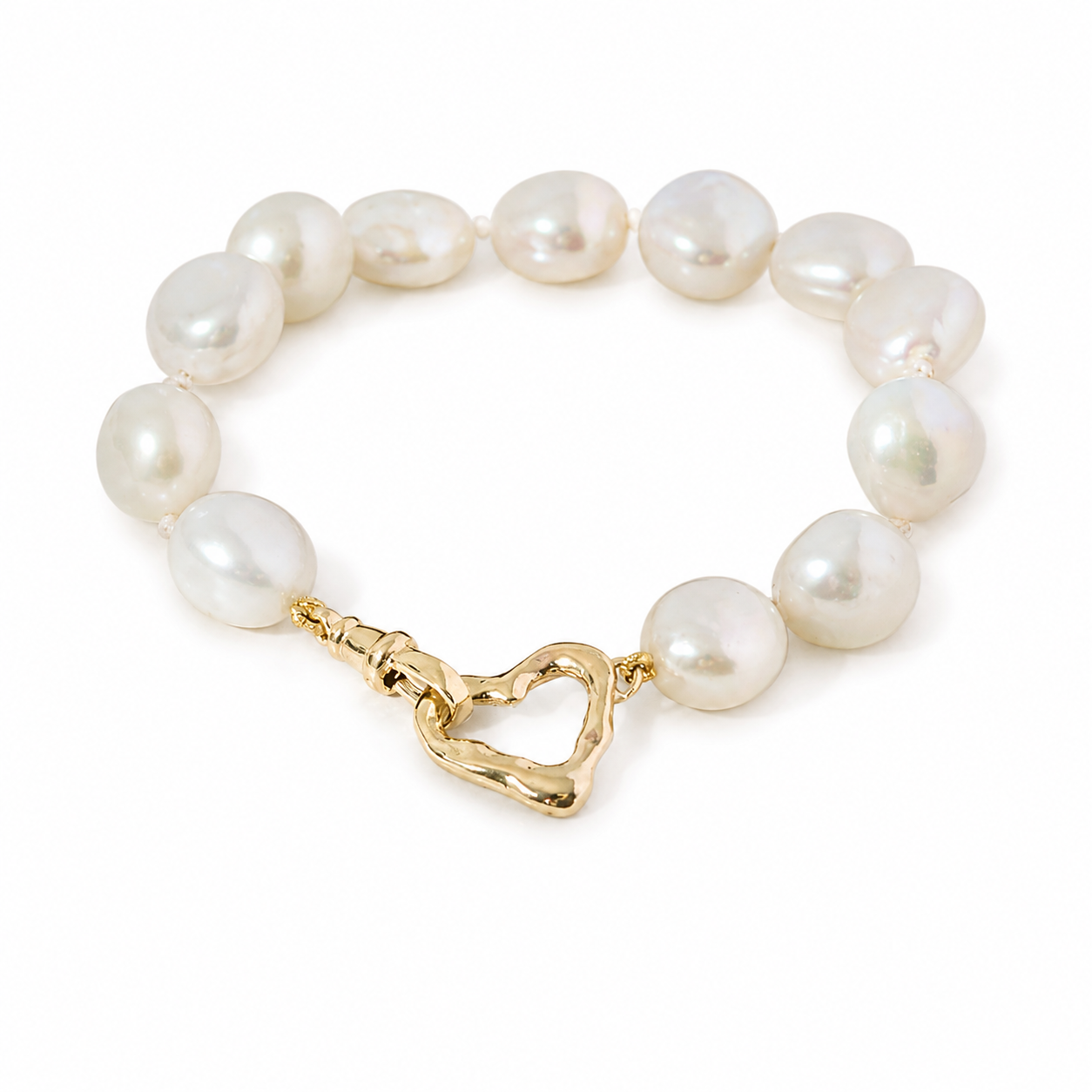 Molten Heart 9ct Gold and Pearl Bracelet