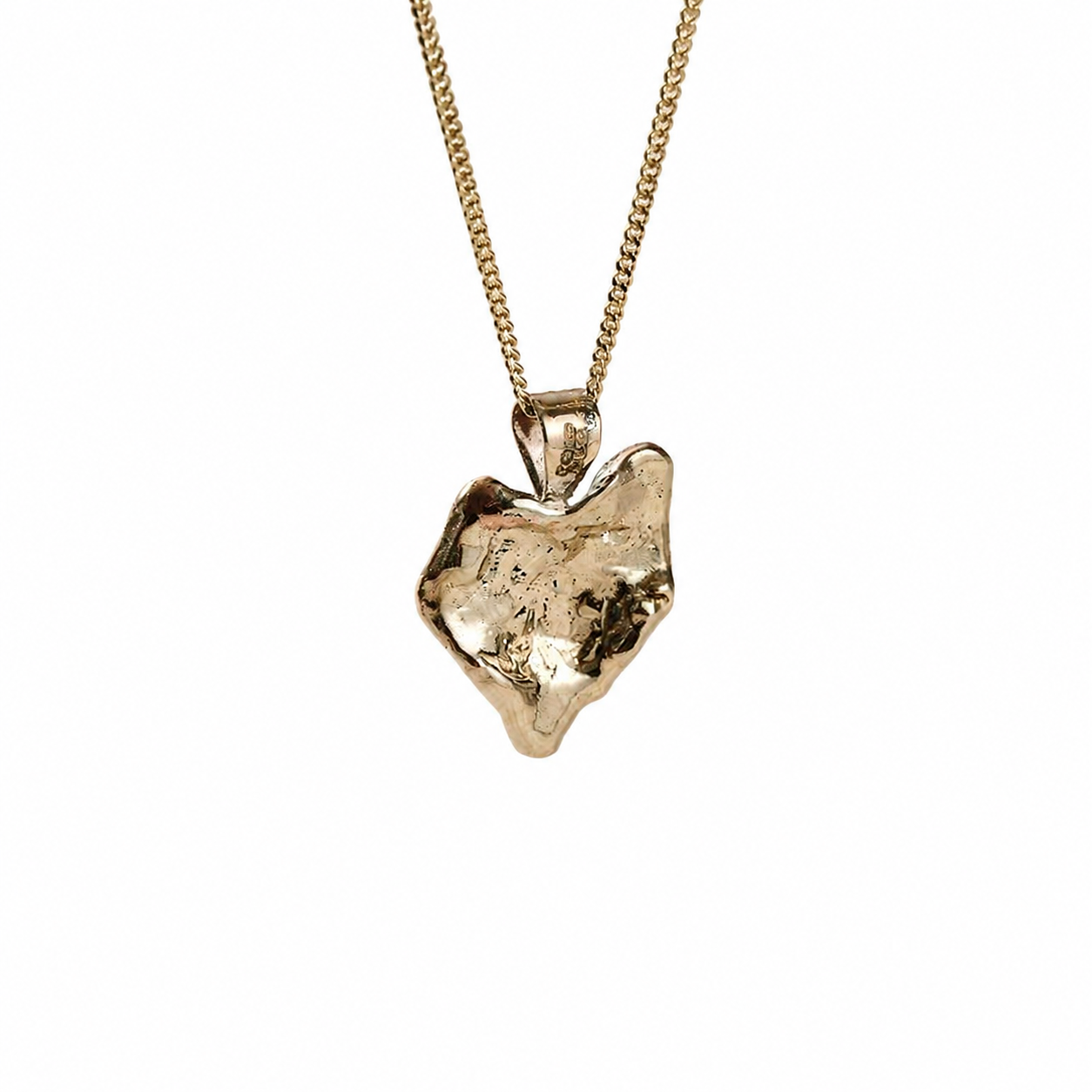 9ct Gold Water Cast Heart Pendant
