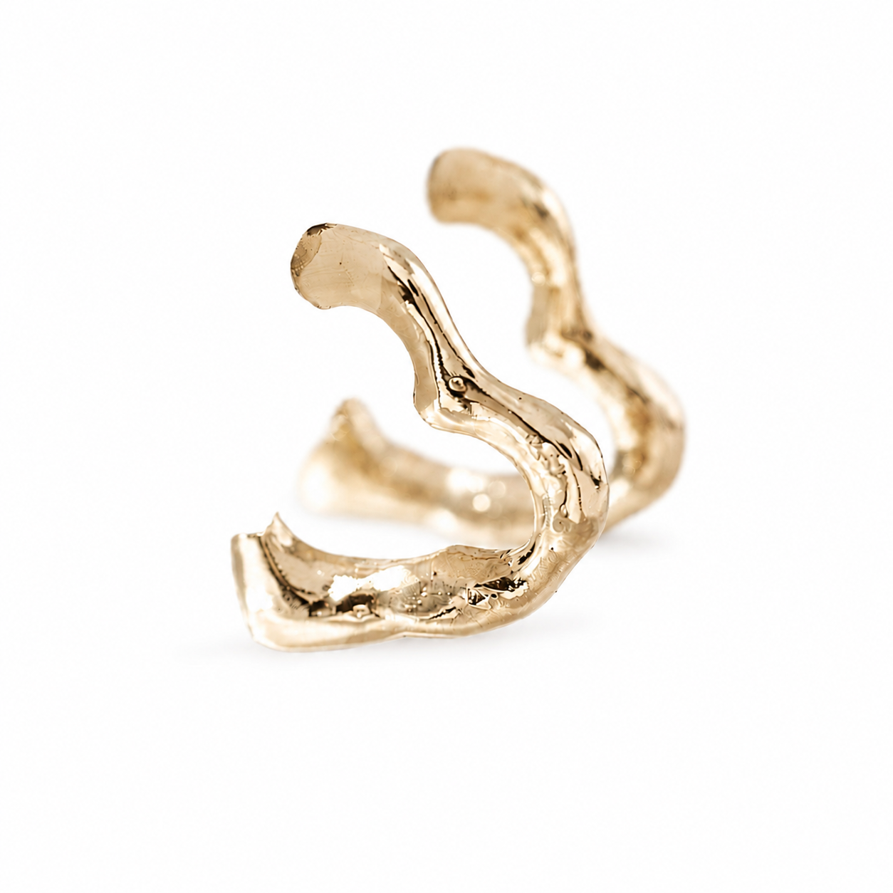 9ct Gold Molten Heart Hoop Earrings