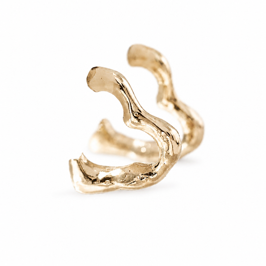9ct Gold Molten Heart Hoop Earrings