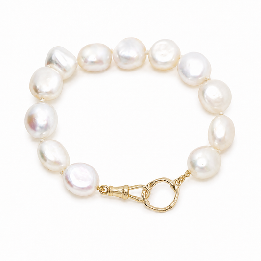 Pearl and 9ct Gold Halo Bracelet