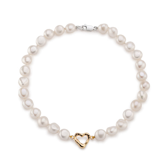 Pearl Choker with 18ct Gold Heart