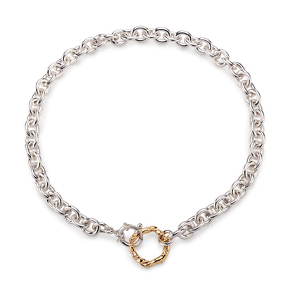 Molten halo chunky choker in silver and gold