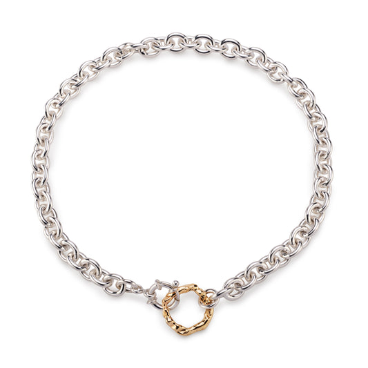 Molten Halo Chunky Sterling Silver and 9ct Gold Choker