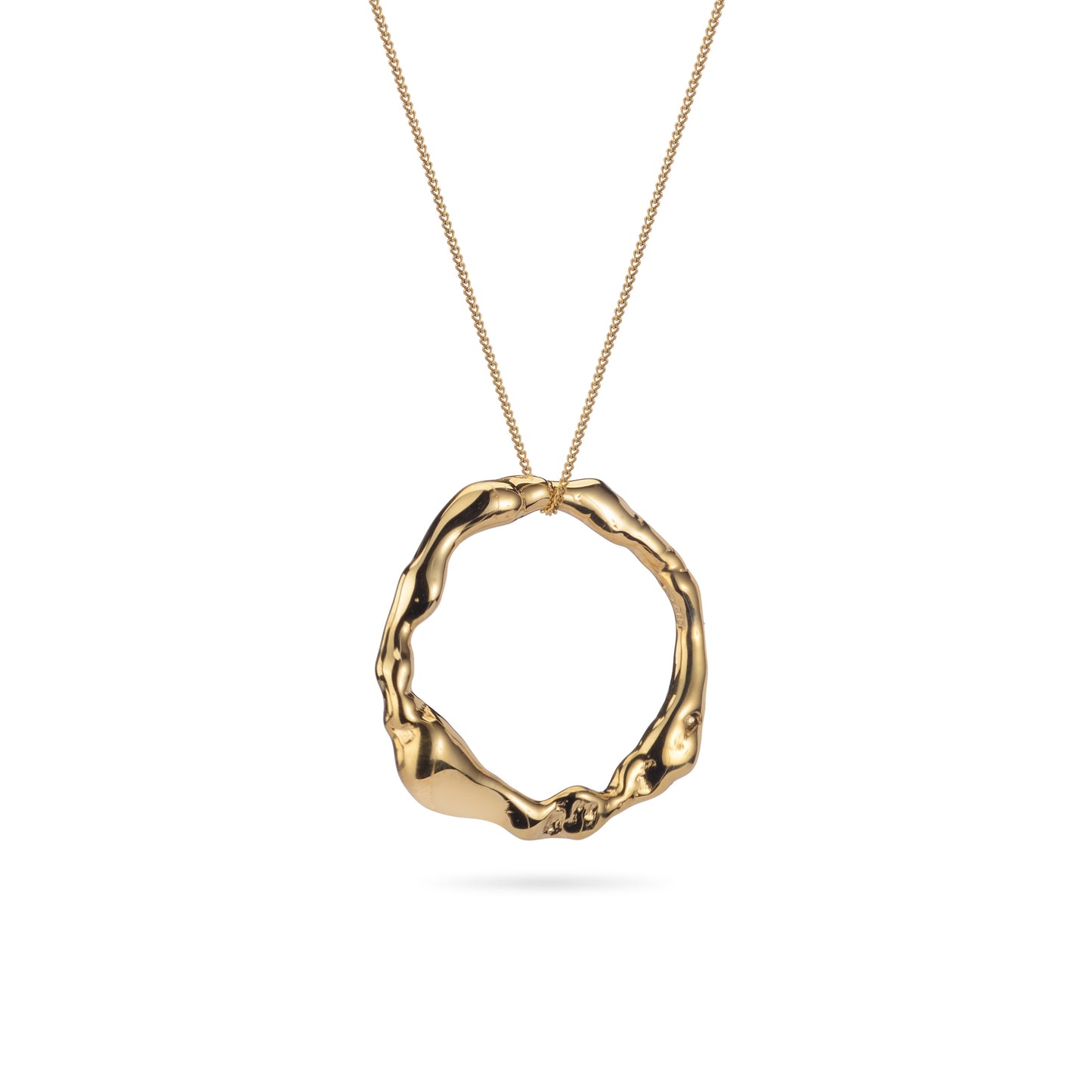 Large Molten 9ct Gold Halo Necklace