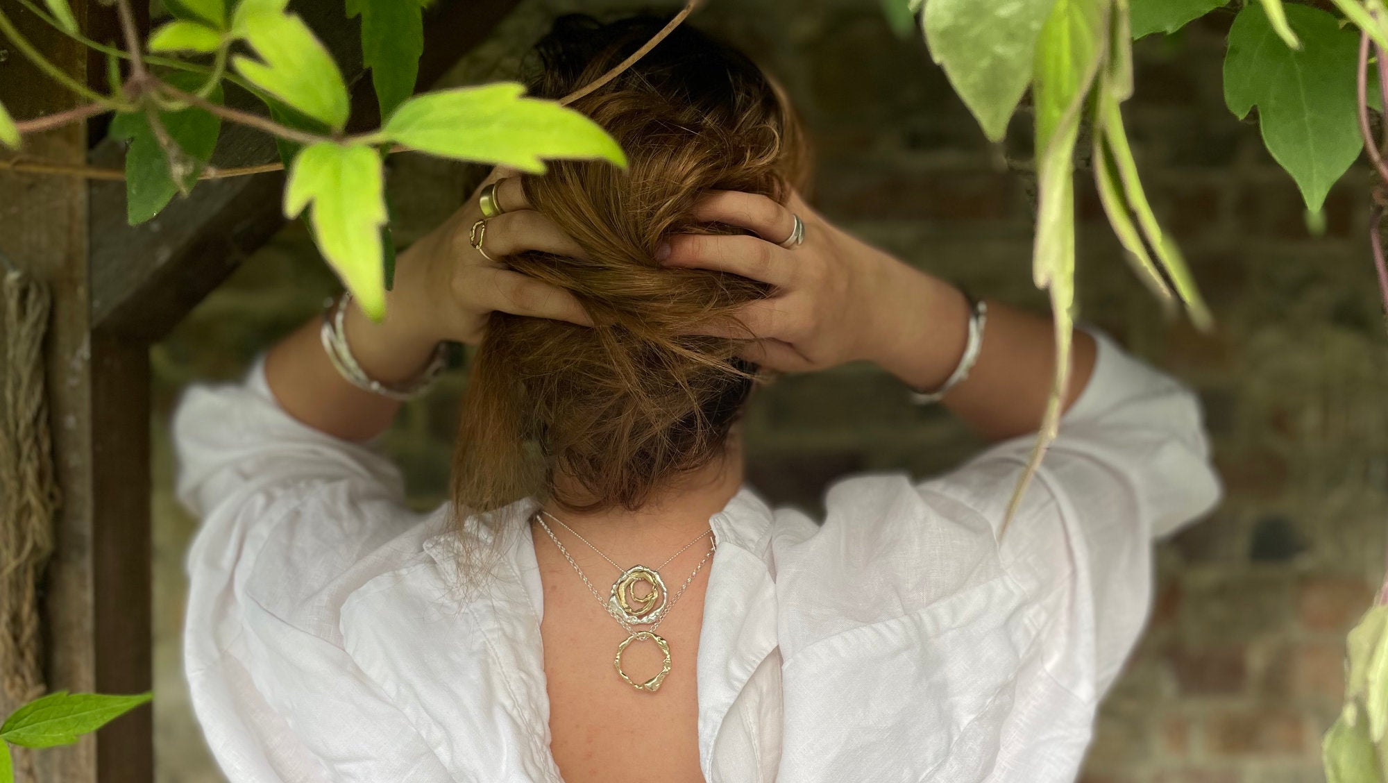 Garden shot of sustainable jewellery