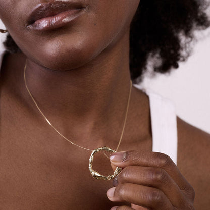 Large Molten 9ct Gold Halo Necklace