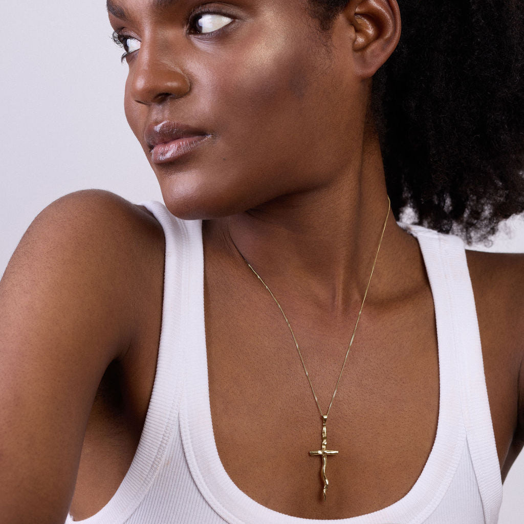 9ct Gold Cross Necklace - Large