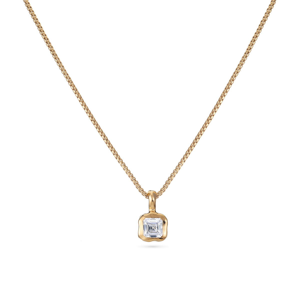 An Asscher cut diamond necklace from Lulu and Boo.