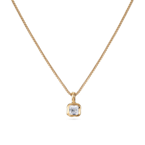 An Asscher cut diamond necklace from Lulu and Boo.