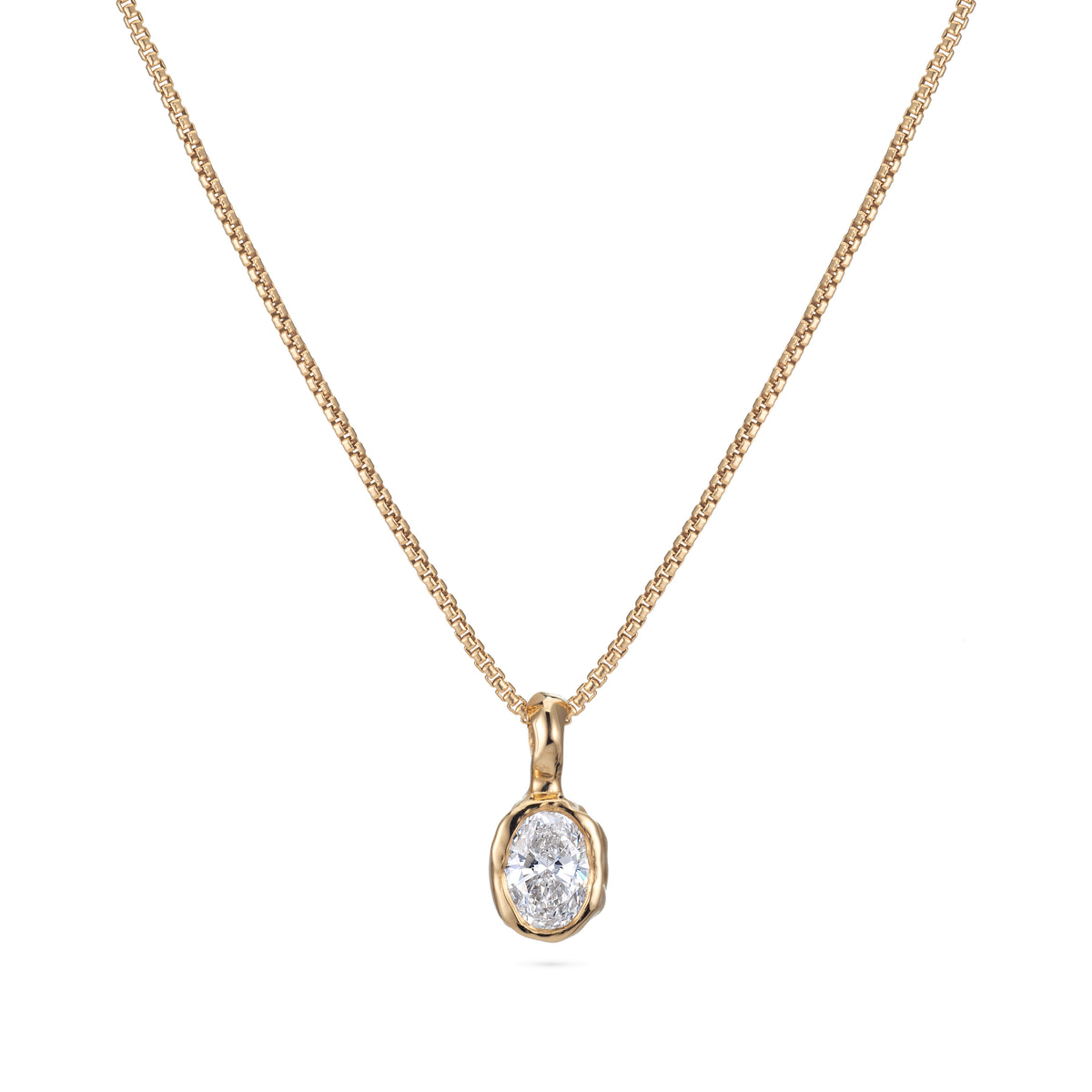 An 18ct Gold Oval Diamond Necklace from Lulu and Boo Jewellery.