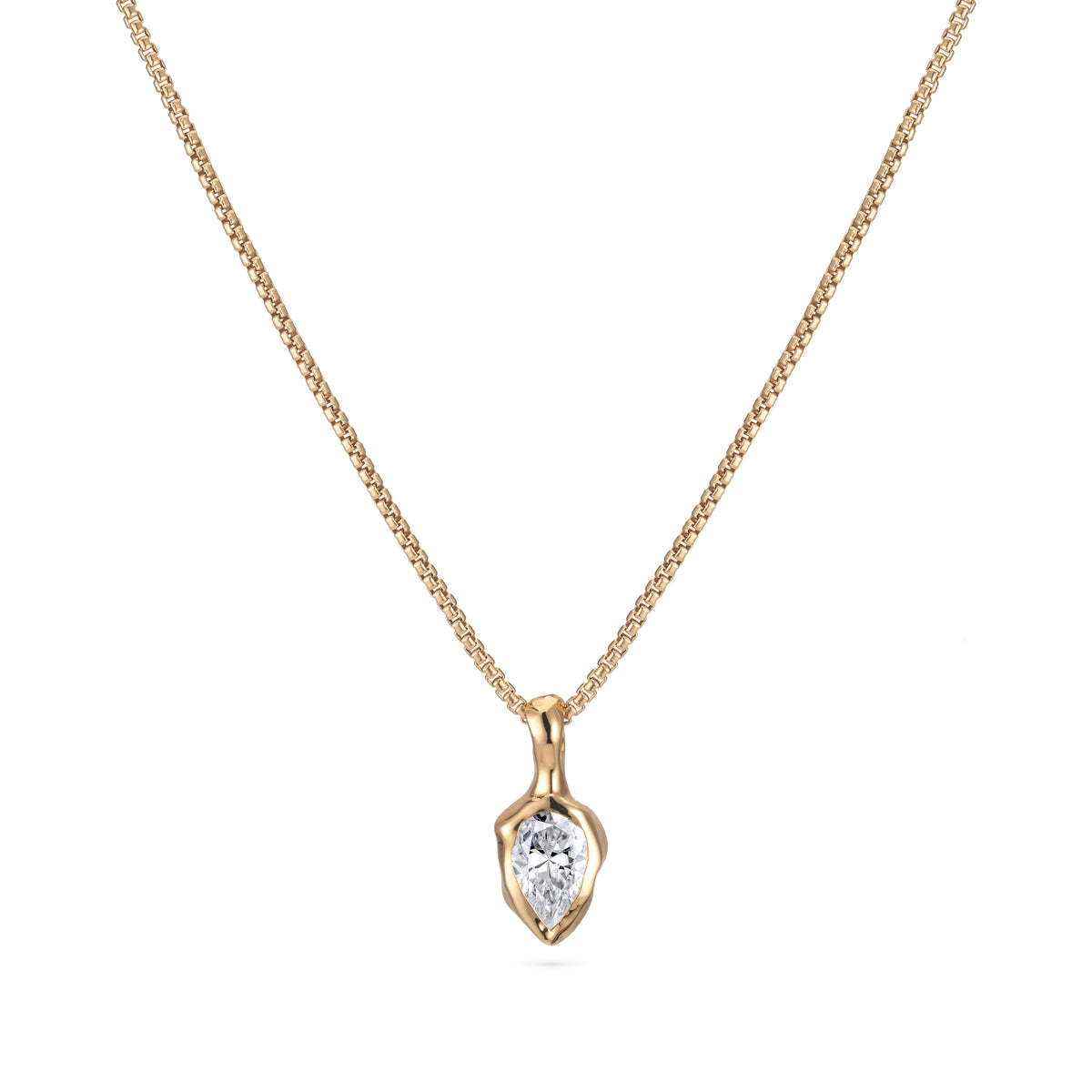 An 18ct Gold Pear Shaped Diamond Necklace from Lulu and Boo.