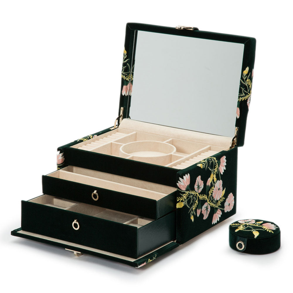 WOLF Zoe Medium Jewelry Box - Forest Green