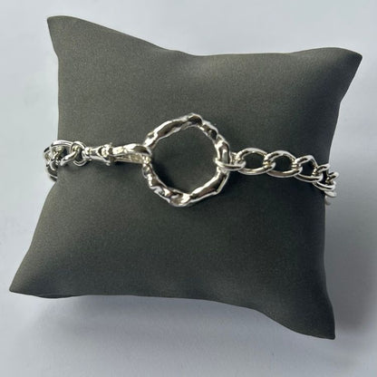 Silver vintage bangle with Lulu and Boo medium molten silver halo