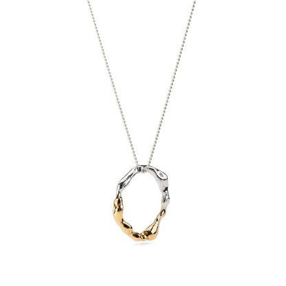 Large fusion molten halo necklace in 9ct gold and silver