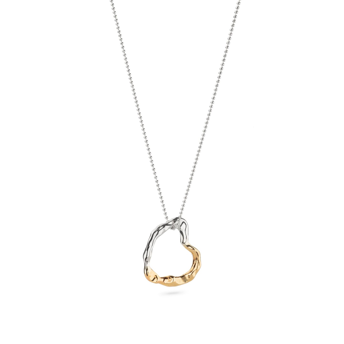 Molten Silver and Gold Heart Necklace - Large