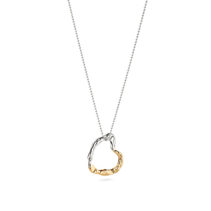 Molten Silver and Gold Heart Necklace - Large