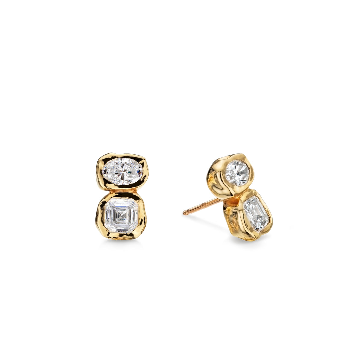 gold stud earrings diamond from Lulu and Boo Jewellery.