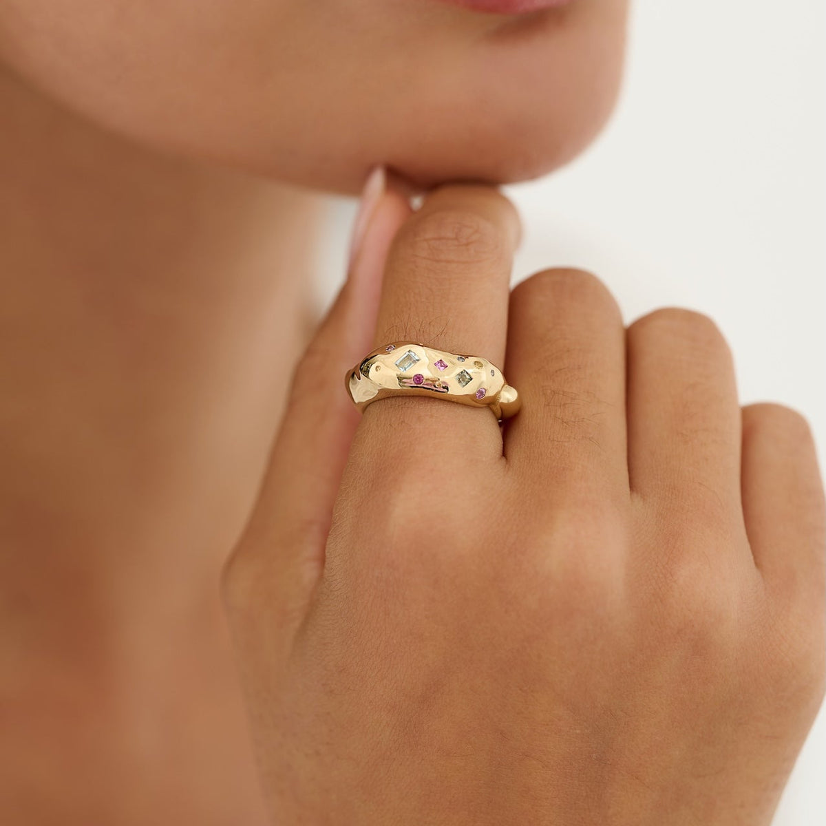Slim Tutti Frutti 18 Carat Gold Ring
