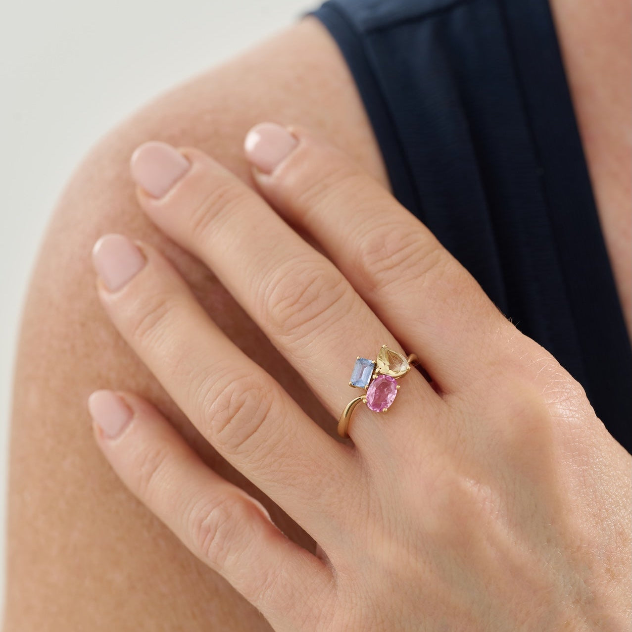 Harlequin cluster trilogy ring 18ct Gold Ring