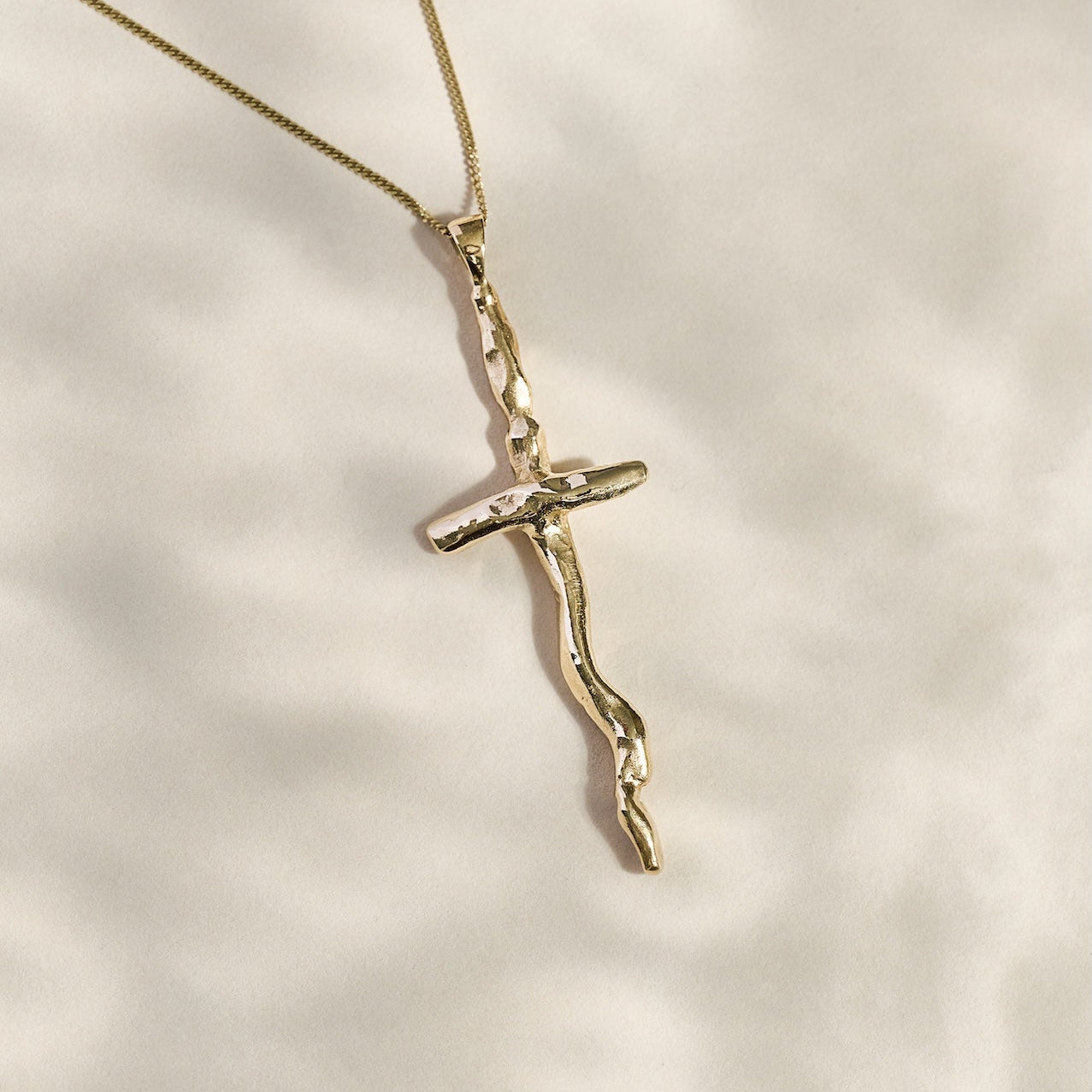 9ct Gold Cross Necklace - Large