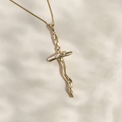 9ct Gold Cross Necklace - Large