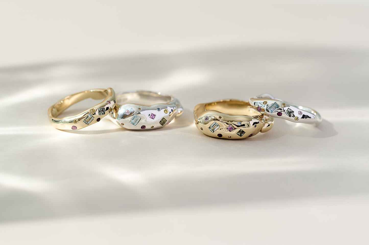 Tutti Frutti Harlequin Sterling Silver Ring with Sapphires and Coloured Gemstones