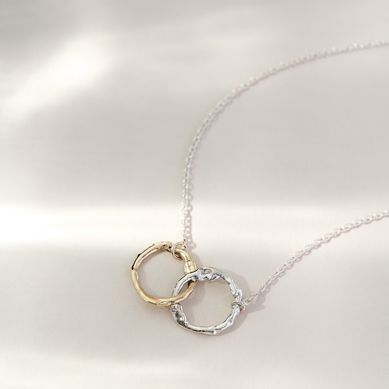 Infinity Halo Interlocking Necklace 9ct Gold + Sterling Silver