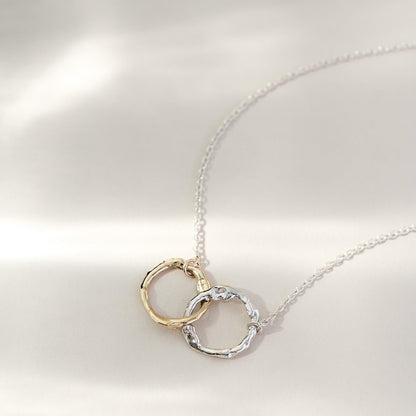 Infinity Halo Interlocking Necklace 9ct Gold + Sterling Silver