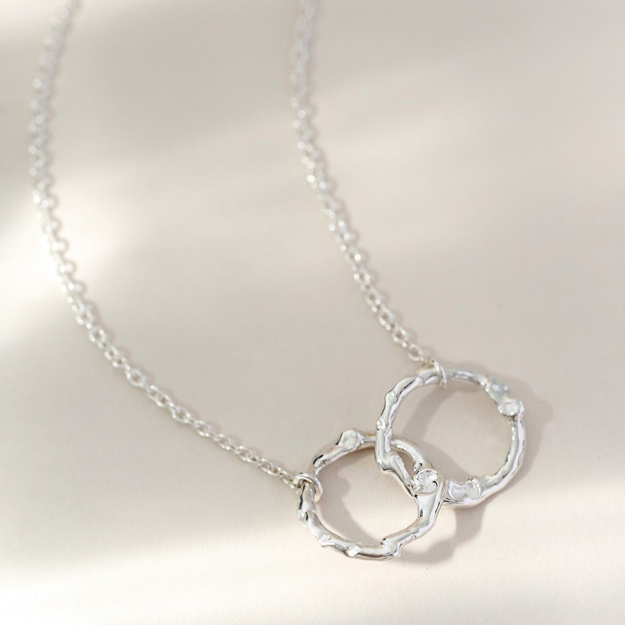 Infinity Halo Interlocking Necklace Sterling Silver