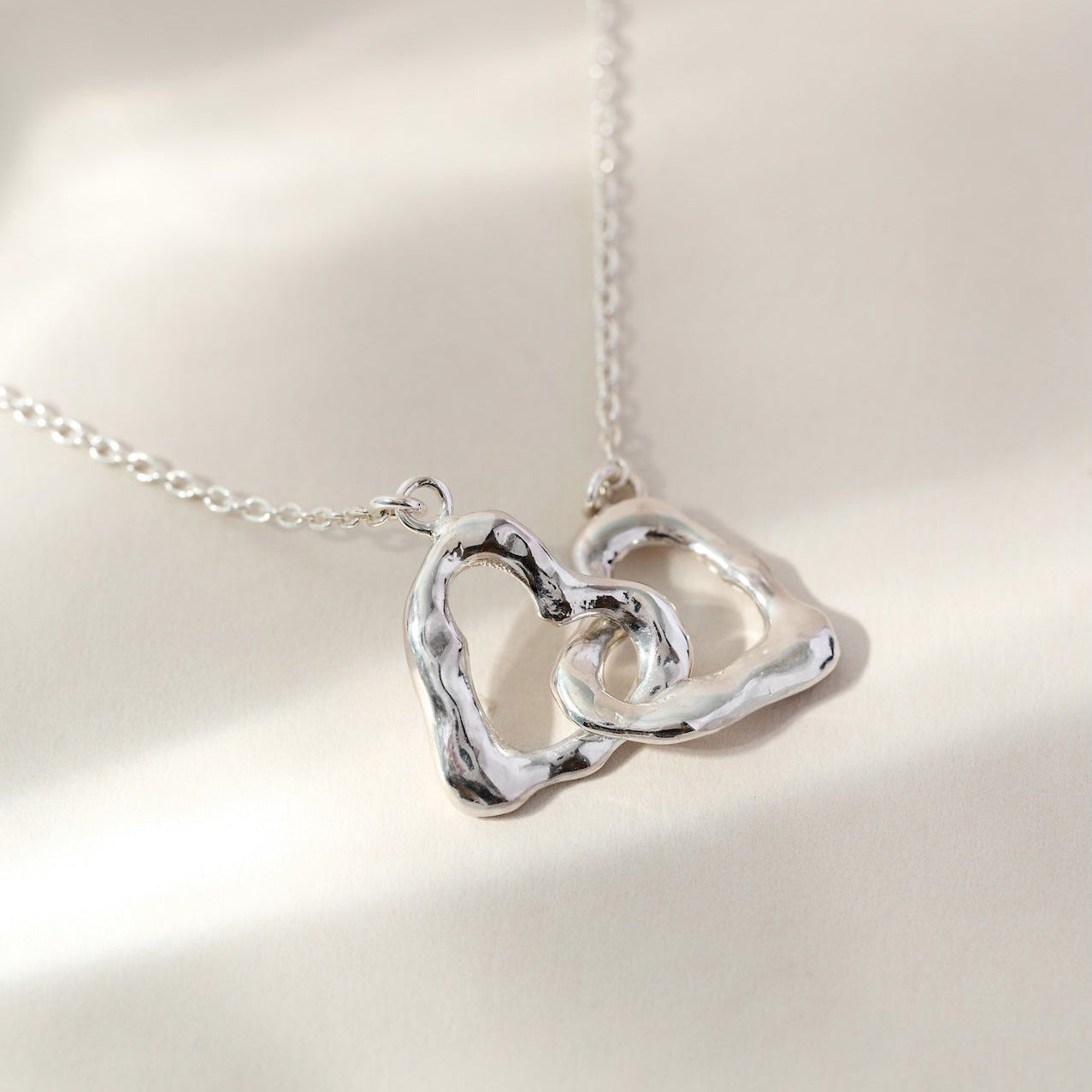 Infinity Interlocking Heart Necklace in Silver