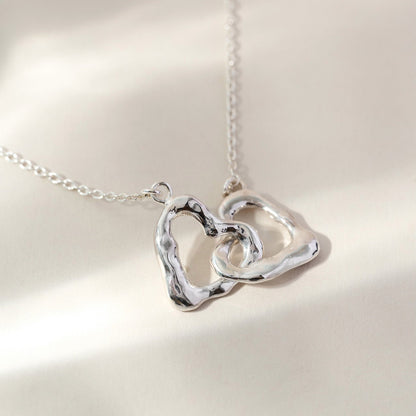 Infinity Interlocking Heart Necklace in Silver