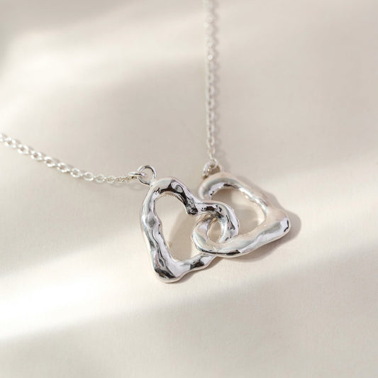 Infinity Interlocking Heart Necklace in Silver