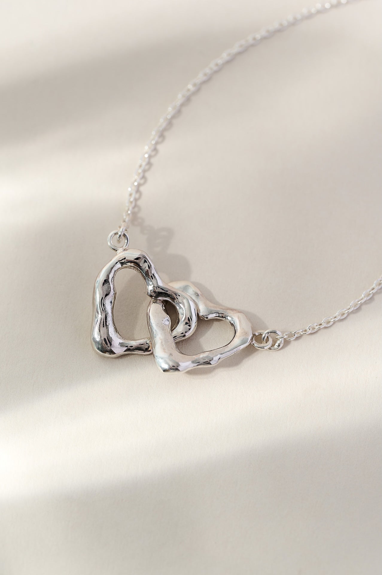 Infinity Interlocking Heart Necklace in Silver