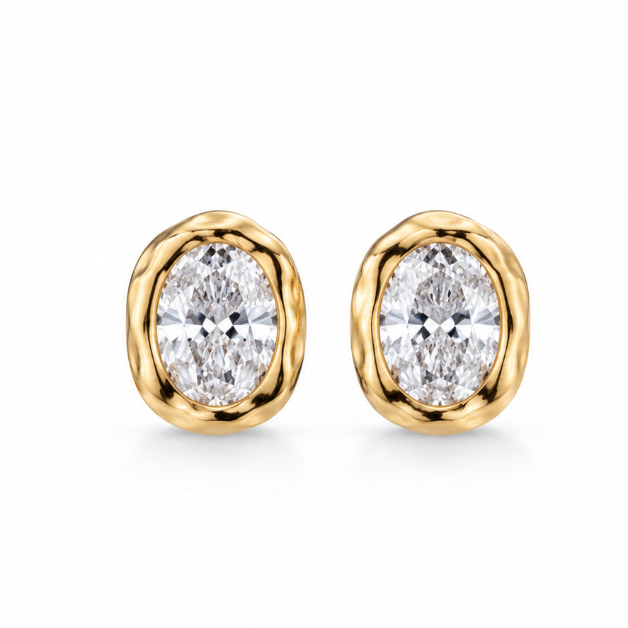 18ct Gold Oval Diamond Earrings from Lulu and Boo.